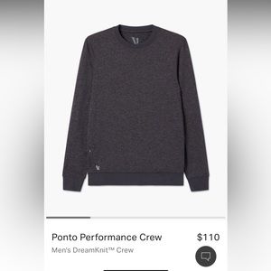 NWT Vuori Ponto Performance Crew in Charcoal Heather Size L